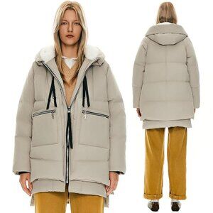 NWT Orolay Jacket Womens Size L Beige Thickened Down Coat Winter MSRP $150